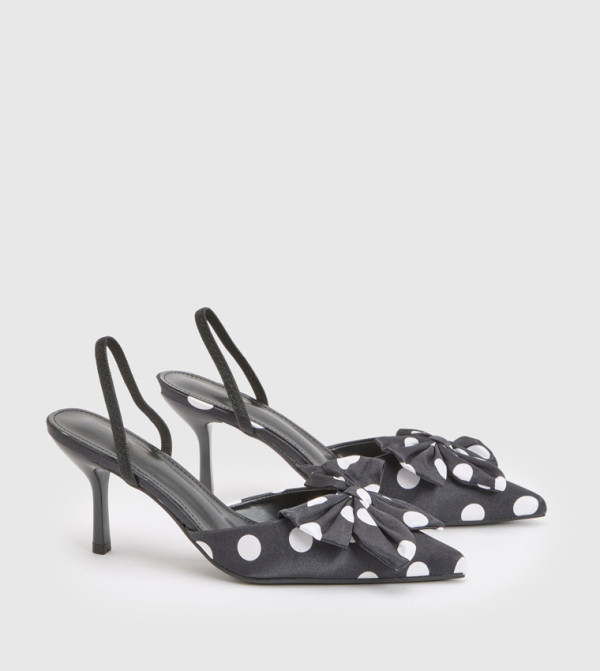 Polka Dot Satin Slingback Pumps