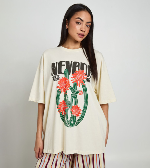 تيشيرت اوفرسايز بطبعة