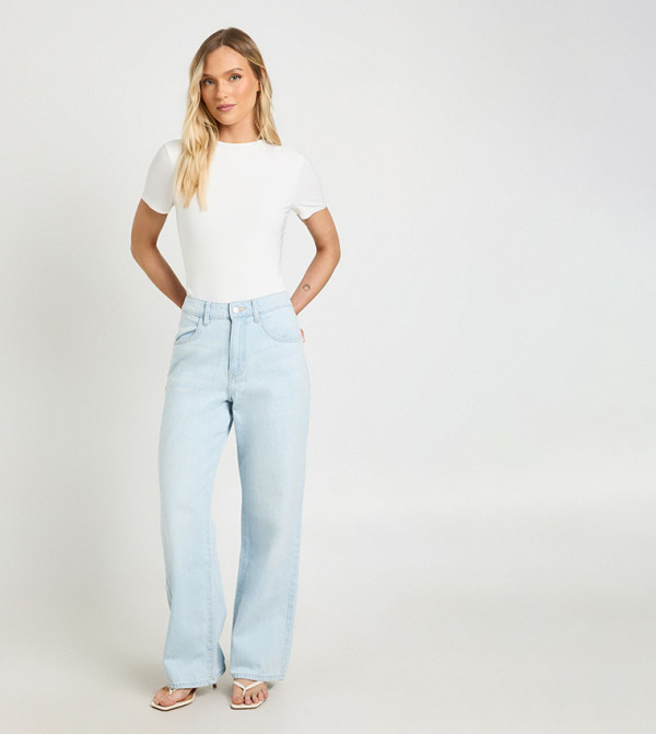 Petite Double Layer Slinky Short Sleeves Bodysuit Top