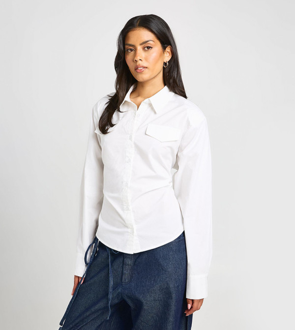 Cinched Tie Back Fitted Shirt