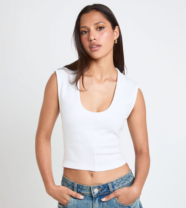 Compact Cotton Scoop Neck Top