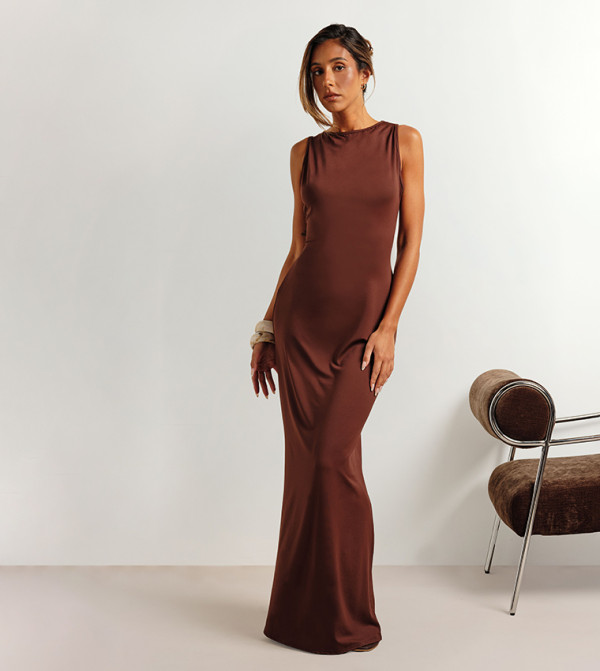 Basic Slash Neck Super Soft Maxi Dress
