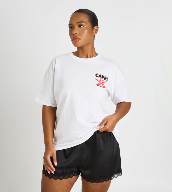 Curve Capri Sunset Printed Short Sleeves T-Shirt