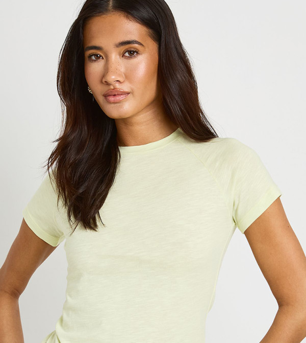 Slub Short Sleeves Fitted Top