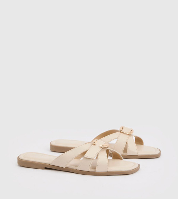 Gold Trim Strappy Flat Sandals