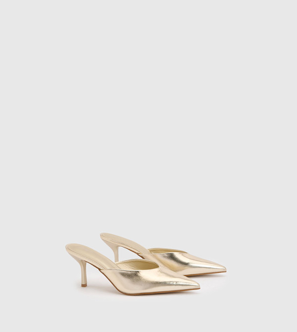 Metallic Court Mule Pumps