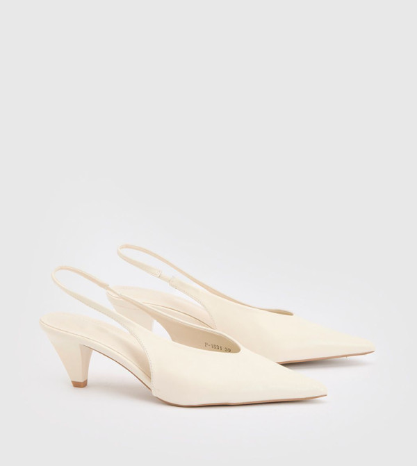 Solid Low Heel Slingback Pumps