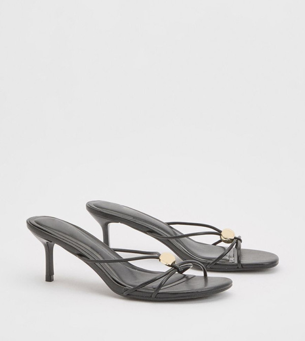 Hardware Detail Strappy Heeled Sandals