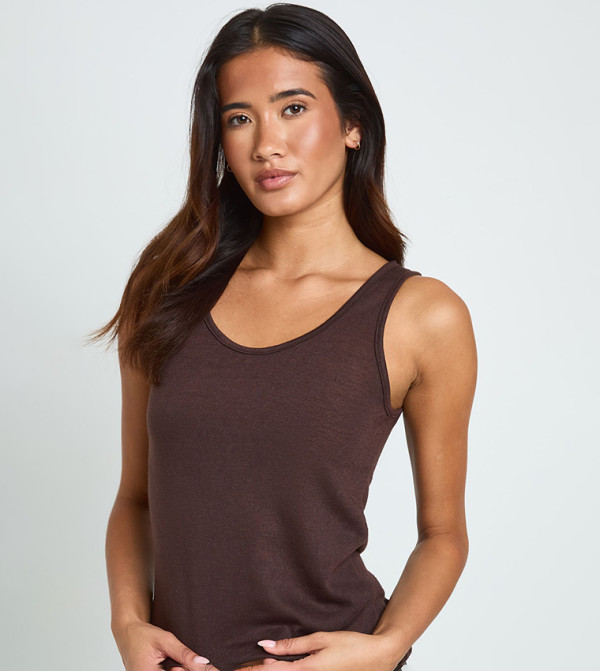 Slub Scoop Neck Sleeveless Top