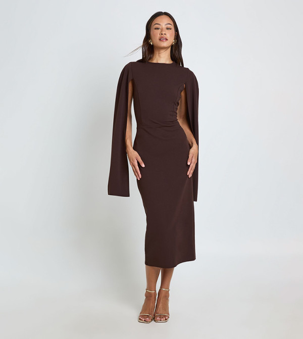 Tall Cape Sleeves Bodycon Midi Dress