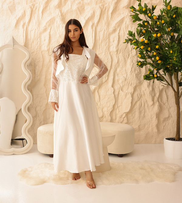 Two-Piece Sequinned Long Sleeves Modest Set