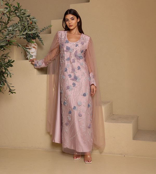 NAYLA Embellished Cape Sleeves Jalabiya
