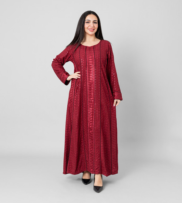 ANAQA Sequined Contrast Piping Jalabiya