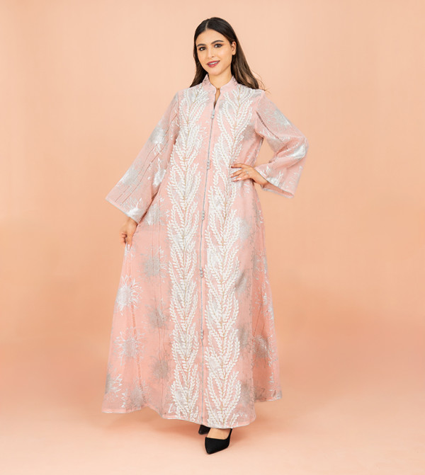 Embroidered Stand Collar Jalabiya