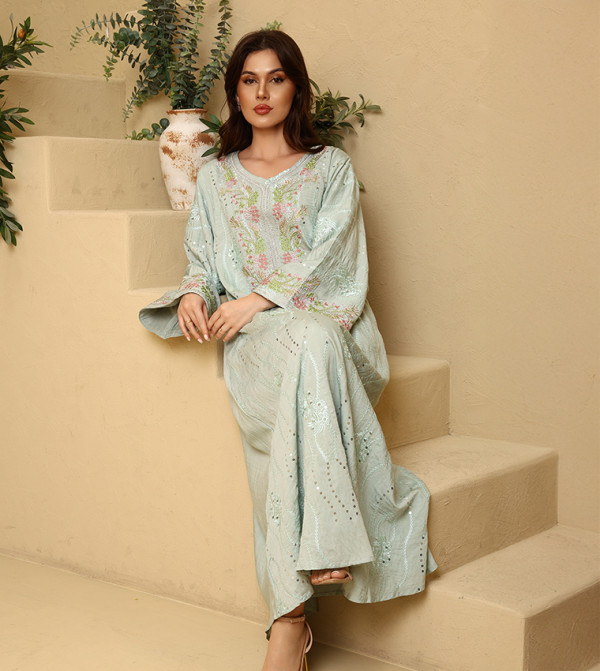 TURATH Embroidered Flared Sleeves Jalabiya