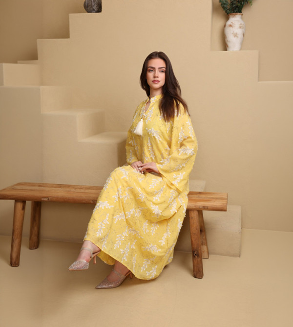 SEREEN Embroidered Flared Sleeves Jalabiya