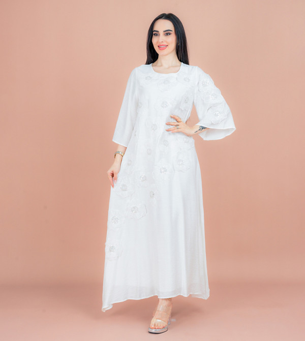 Floral Appliqued 3/4 Sleeves Jalabiya