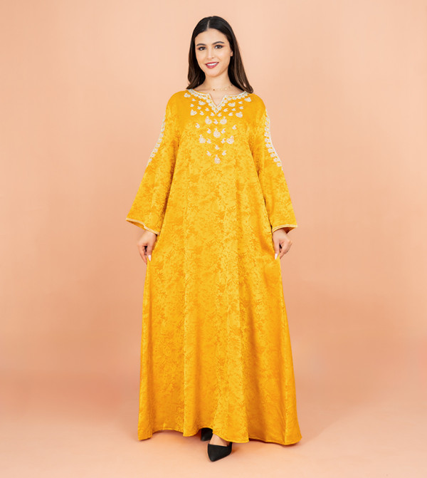 جلابية مطرز كم فلير 