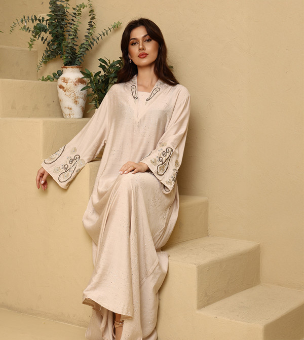 ZAYTOUNA Embroidered Flared Sleeves Jalabiya