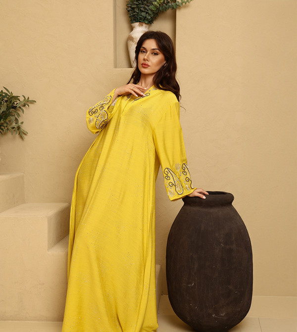 ZAYTOUNA Embroidered Flared Sleeves Jalabiya