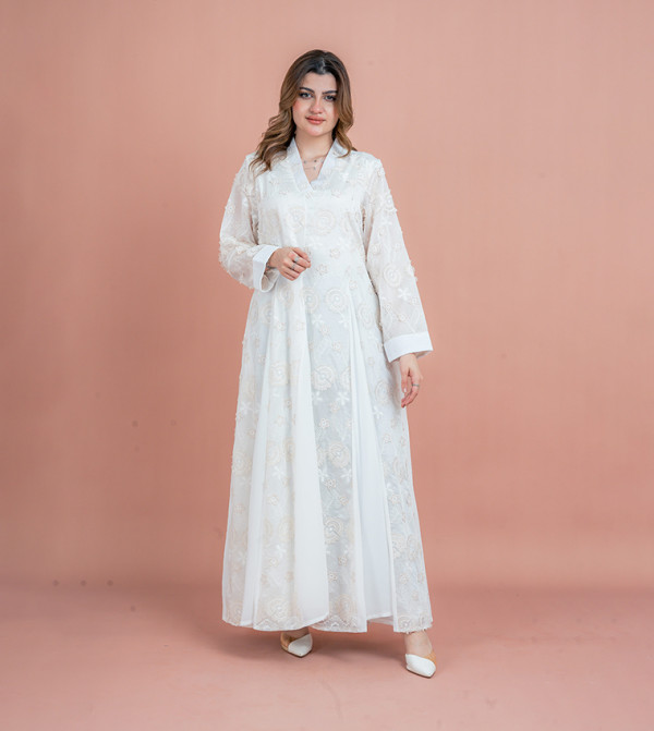 Embroidered V-Neck Jalabiya