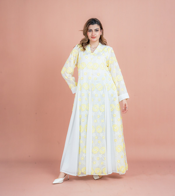 Embroidered V-Neck Jalabiya