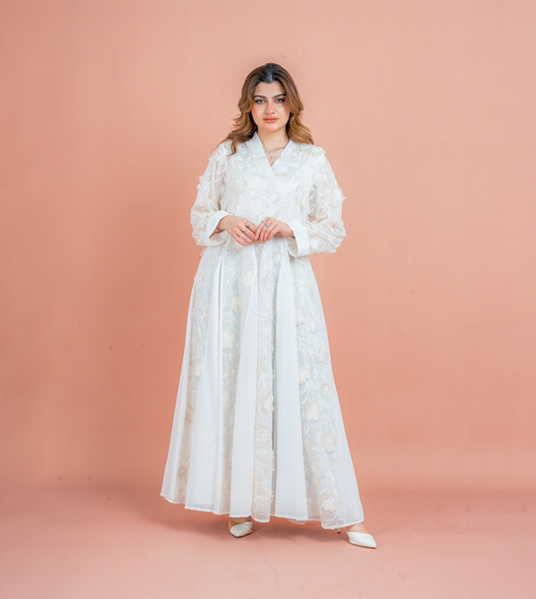 Embroidered V-Neck Jalabiya