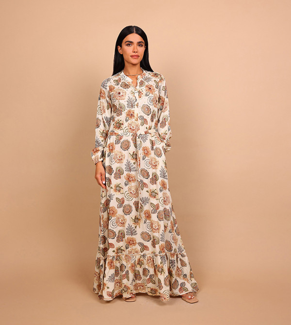 ALYA Floral Print Long Sleeves Maxi Dress