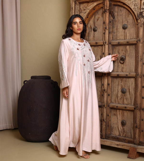 QAYLA Embroidered Flared Sleeves Jalabiya