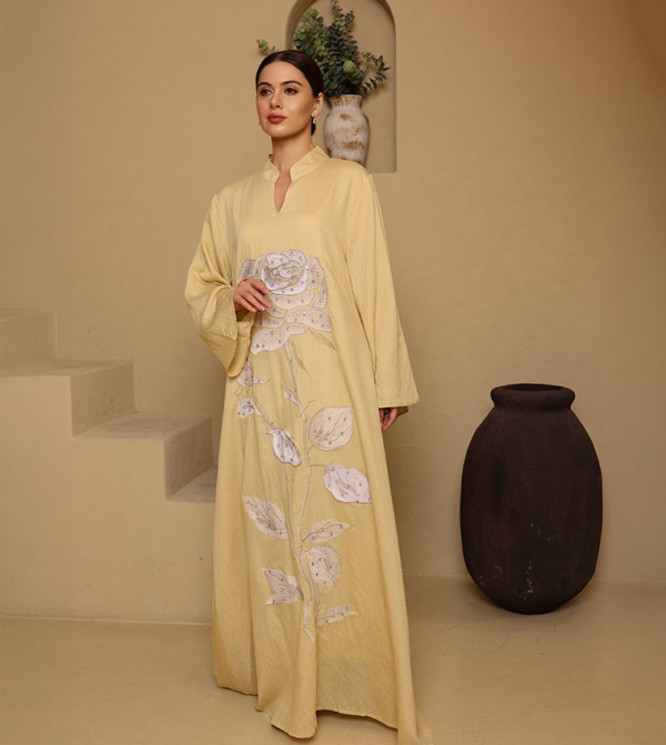 AFNAN Embroidered Flared Sleeves Jalabiya
