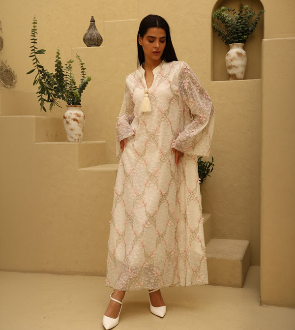 RAYANA Appliqued Flared Sleeves Jalabiya