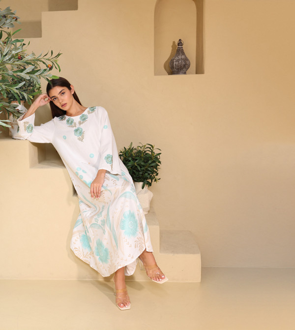 Floral Embellished Long Sleeves Jalabiya