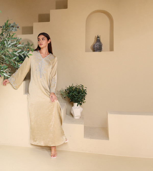 Embroidery Crystal Beaded Jalabiya