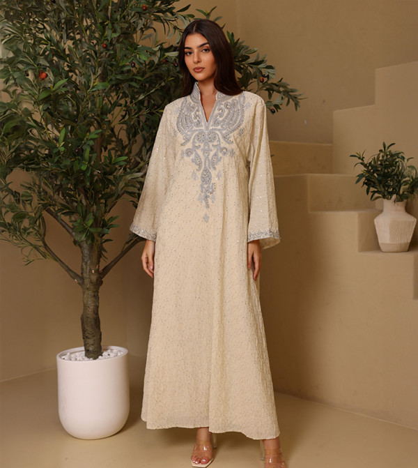 THARAA Embellished Flared Sleeves Jalabiya