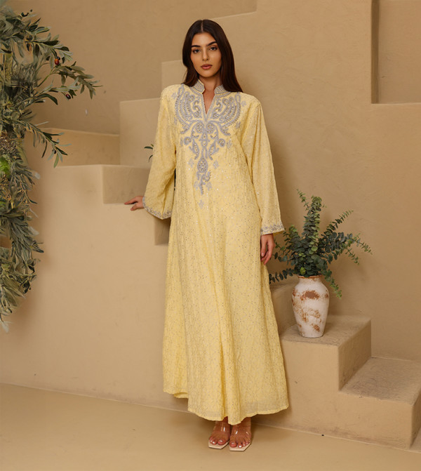 THARAA Embellished Flared Sleeves Jalabiya