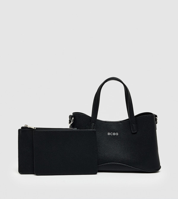 Textured Shoulder Bag with Pouch