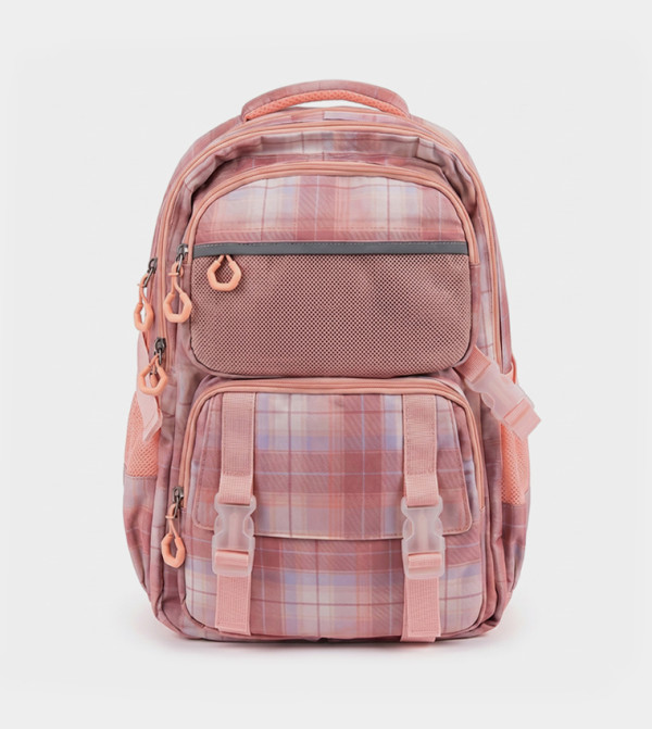 Backpack With Adjustable Straps, Zipper Closure & Side Bottle Pocket, 15 Inches, (5 Years+) – Pink