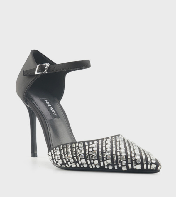 JOVANA Embellished Ankle Strap Pumps