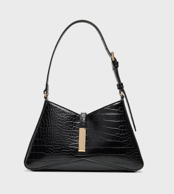 JULIETTA Croc Textured Zippered Shoulder Bag