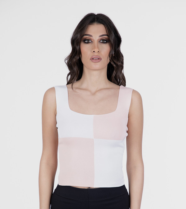 Checked Sleeveless Top