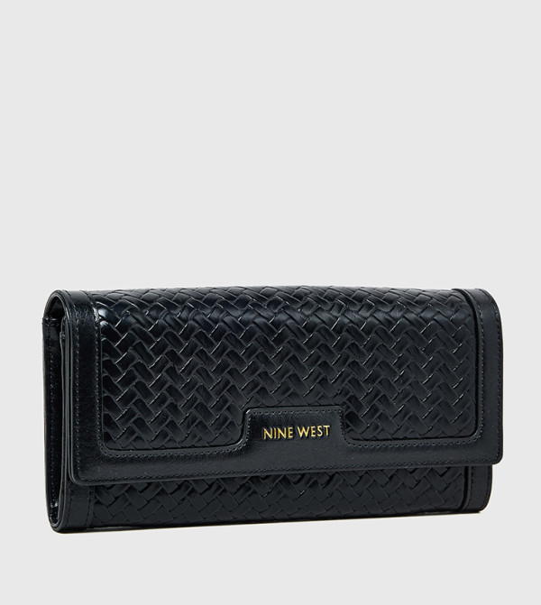Textured Snap Button Long Wallet
