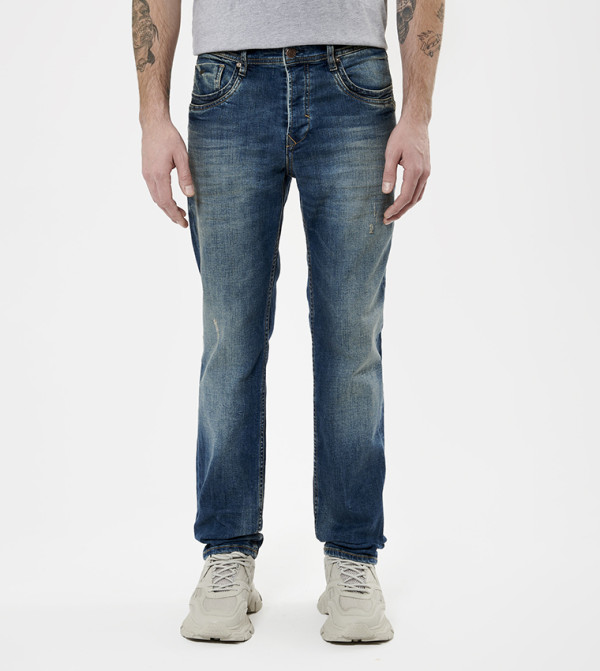 Washed Straight Fit Jeans