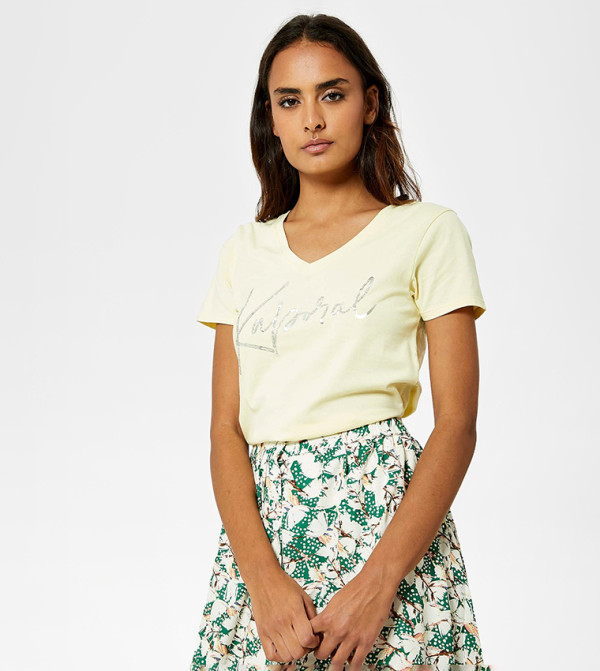 Glitter Print Short Sleeves T-Shirt