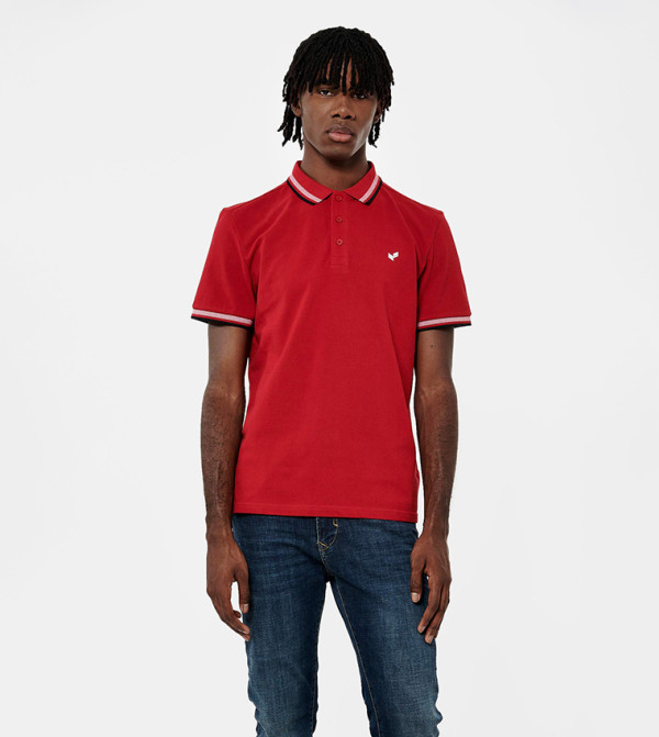 Contrast Tipping Short Sleeves Polo T-Shirt