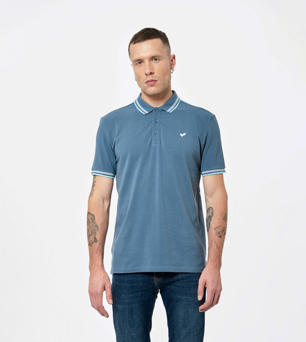 Contrast Tipping Short Sleeves Polo T-Shirt