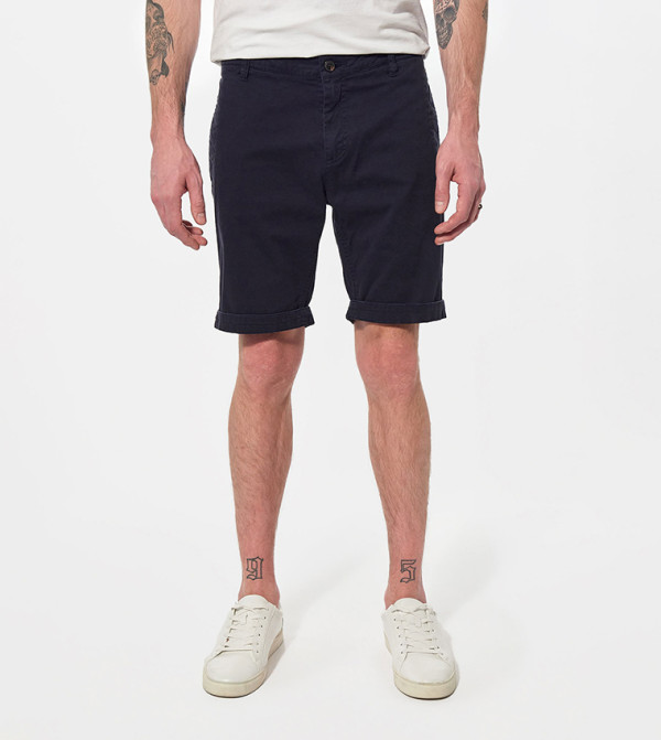 Regular Fit Button-Closure Shorts