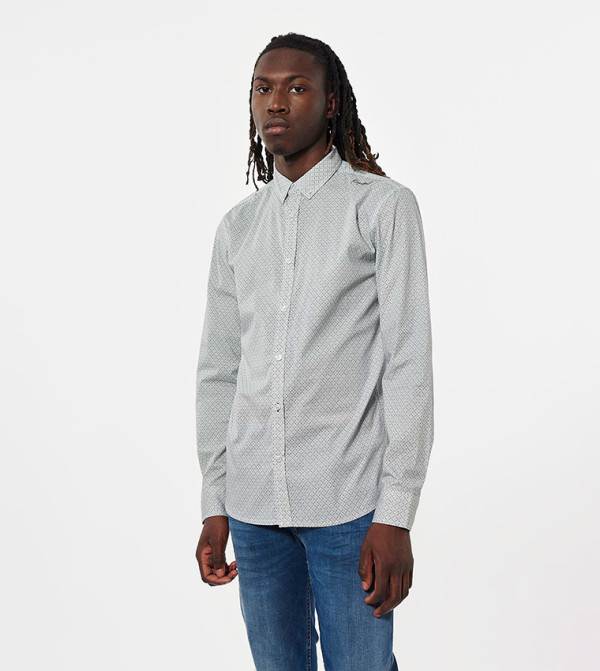 Printed Slim Fit Button-Front Shirt