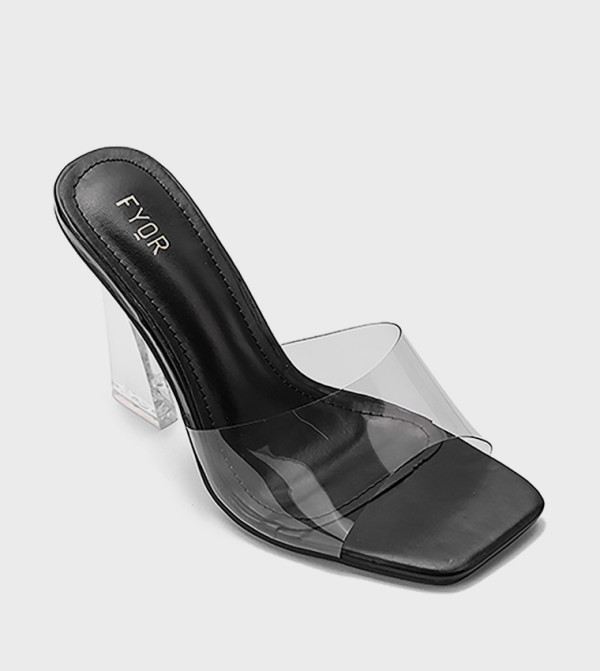 Solid Square Toe Heeled Sandals