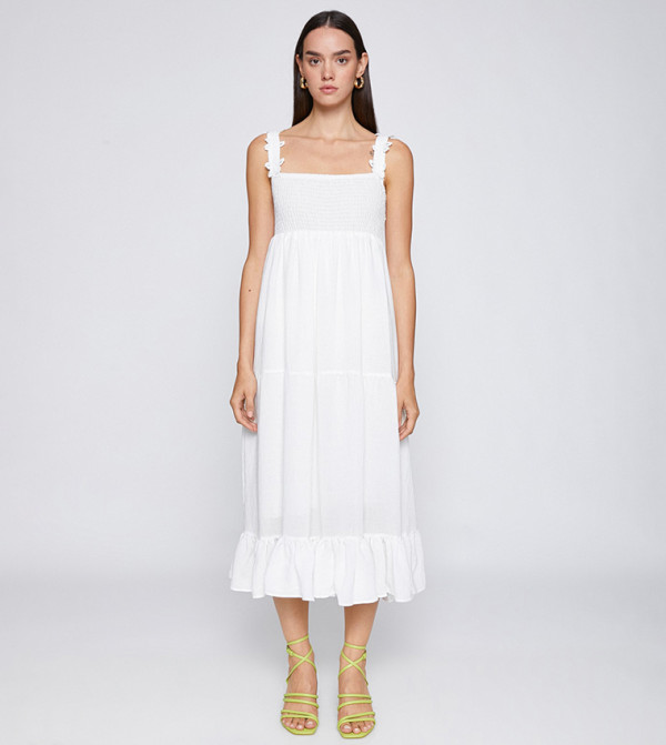 فستان ماكسي بحمالات 