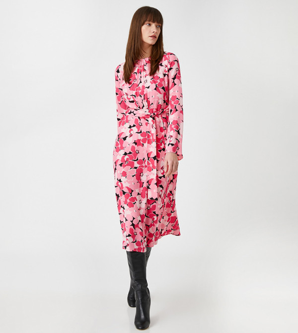 Floral Printed Long Sleeves Midi Dress